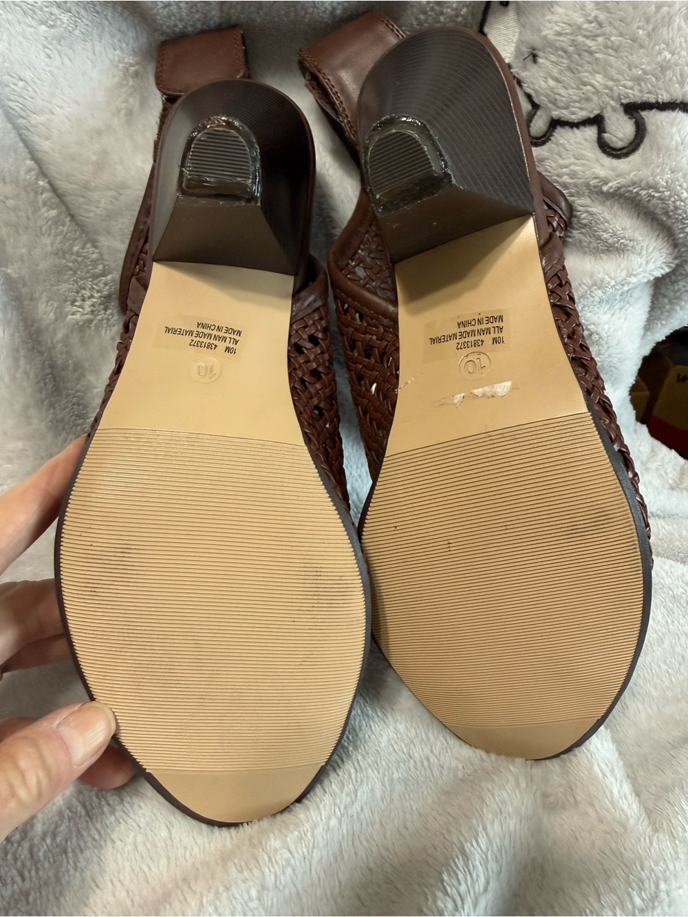 Woven Peep-Toe Mid Heel Sandals - Brown - Picture 4 of 6